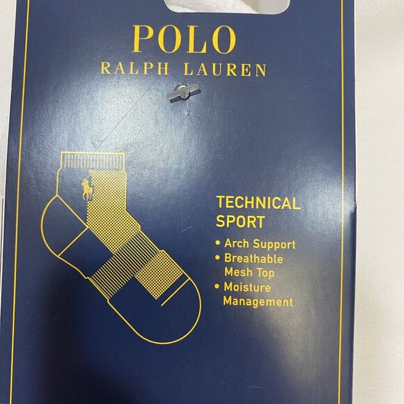 NWT 3 Pack Polo Ralph Lauren Tech Athletic Quarter Top Sock White Gray Pony - Picture 6 of 8